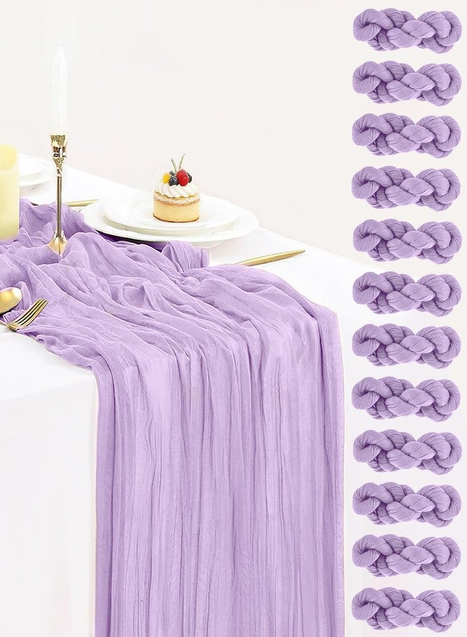 BLUETOP 12 Pack Lavender Cheesecloth Table Runner 10Ft Boho Gauze Cheese Cloth Romantic Lilac Table Runner for Wedding Bridal Shower Birthday Party Table Decor (Light Purple) - Image 1
